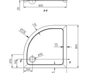 Aqualine Tecmi Sprchová Vanička Z Litého Mramoru, čtvrtkruh 80x80cm, R550, Bílá