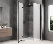 Polysan Globe Black čtvrtkruhový Sprchový Kout 900x900mm, Matné Sklo, Levé