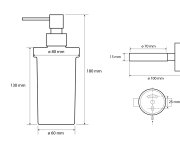 Sapho X-round Black Dávkovač Mýdla 230ml, Mléčné Sklo, černá Mat