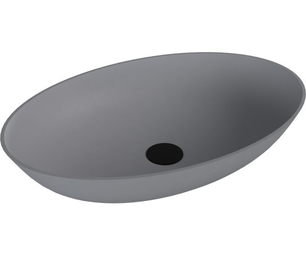 Polysan Banera Oval Umyvadlo Na Desku, Litý Mramor, 60x40cm, šedá Mat