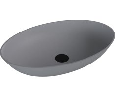 Polysan Banera Oval Umyvadlo Na Desku, Litý Mramor, 60x40cm, šedá Mat