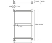 Sapho X-round E Skleněná Polička Trojitá S Hrazdou 380x675x130mm, Chrom