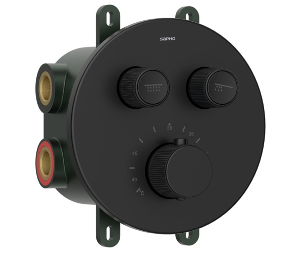 Sapho Smart Select Podomítková Sprchová Termostatická Baterie, Box, 2 Výstupy, černá Mat