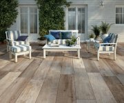 Světle hnědá 2cm dlažba jako dřevo Deceram Outdoor Noon Wood Light 60x120 (skladem) R11