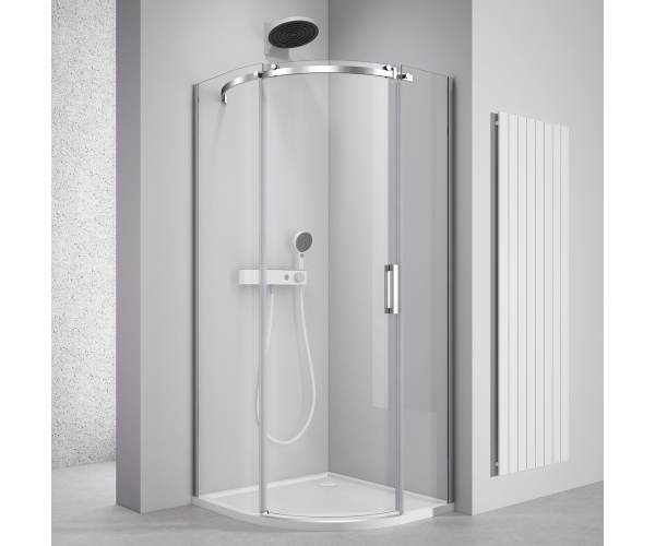 Polysan Thron Round čtvrtkruhová Sprchová Zástěna 900x900mm, čiré Sklo, Levá