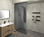 Polysan Architex Sada Pro Uchycení Skla, Podlaha-stěna-strop Se Spádovou Lištou, 1615x2600mm, Levá, černá Mat