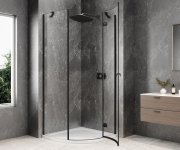 Polysan Globe Black čtvrtkruhový Sprchový Kout 900x900mm, čiré Sklo, Pravé