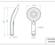 Comelle, 3-polohová Ruční Sprcha, Průměr 130mm, Chrom-černá Mat AQS55010