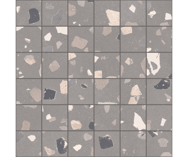 Mozaika jako terrazzo Sant Agostino Deconcrete Mosaico De-Medium Grey 30x30