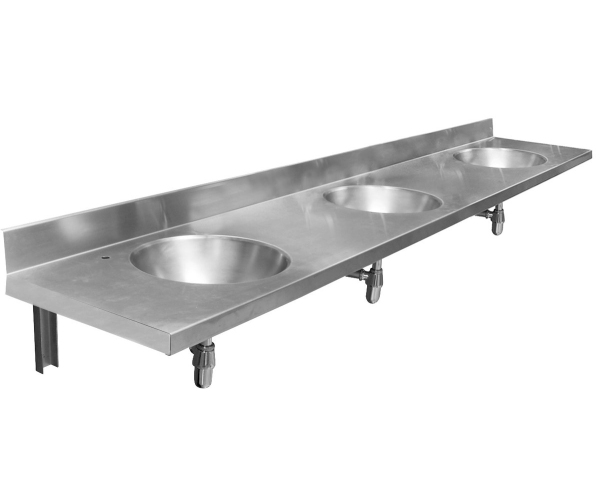 Nofer Závěsný Pult Se Třemi Umyvadly 1800x254x550 Mm, Nerez Mat