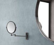 Gedy Gaia Kosmetické Zrcátko Závěsné, ø 180mm, Oboustranné, černá Mat