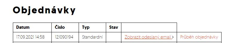 Sledování objednávky