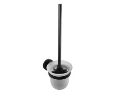 Sapho X-round Black Wc štětka Závěsná, Mléčné Sklo, černá Mat
