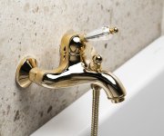 Sapho Kirké Crystal Nástěnná Vanová Baterie, Páčka Krystal, Zlato