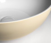 Polysan Banera Round Umyvadlo Na Desku, Litý Mramor, Průměr 39cm, Bílá/béžová Mat