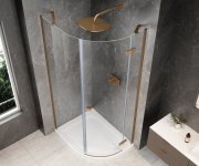 Polysan Globe Copper Matt čtvrtkruhový Sprchový Kout 900x1000mm, čiré Sklo, Pravé