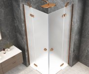 Polysan Globe Copper Matt čtvercový Sprchový Kout 800x800mm, Rohový Vstup, Matné Sklo