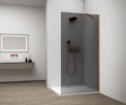 Polysan Esca Copper Matt Jednodílná Sprchová Zástěna K Instalaci Ke Stěně, Kouřové Sklo, 1000 Mm