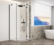 Gelco Trinity Black čtvrtkruhový Sprchový Kout 900x900mm, čiré Sklo, Pravé