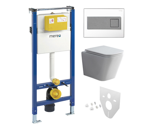 Mereo Wc Set - Smart Flush Rimless Wc Hranaté, Modul Pro Sádrokarton, Hranaté Tlačítk