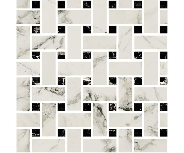 Dlažba jako kámen Fioranese Prestige Mosaico WEAVE Arabescato Effect 30x30 Luc. Rett.