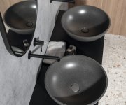 Sapho Turf Betonové Umyvadlo Na Desku, Včetně Výpusti, ø 44cm, černý Granit