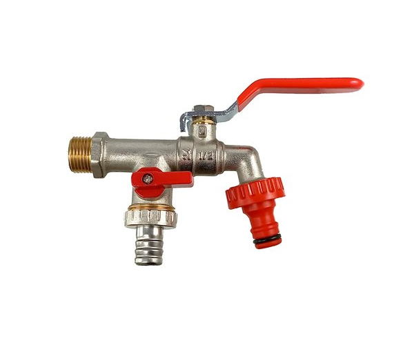 Kulový Zahradní Kohout Oligo Duo 1/2"- 3/4"- 3/4" S Nástavcem Na Hadici, S Připojením