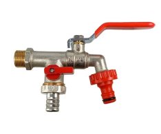 Kulový Zahradní Kohout Oligo Duo 1/2"- 3/4"- 3/4" S Nástavcem Na Hadici, S Připojením