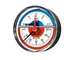 Termomanometr Se Zadním Napojením G 1/4"+ Redukce 1/4fx1/2m, D 80 Mm, 0 - 120°c, 0 - 6 Bar