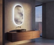 Aqualine Magara Oválné Zrcadlo S Led Osvětlením 45x80cm, Dotykový Senzor, Stmívatelné