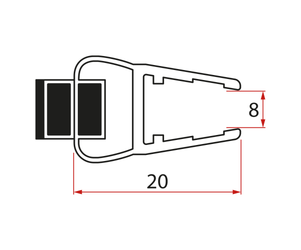 Polysan Set Magnetických Těsnění Pro Sklo 8mm A 3m Pro Nalepení , 2000mm (2ks)