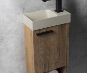Sapho Piccolino Betonové Umývátko 30,8x17cm, Baterie Vpravo, Písková Mat