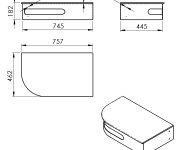 Sapho Pulse Rohový Stolek S Umyvadlem 755x455mm, Pravý, Nerez Mat