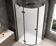 Polysan Globe Black čtvrtkruhový Sprchový Kout 1000x900mm, Matné Sklo, Levé
