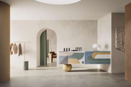 Šedá velkoformátová podlaha ze serie Cerdomus Concrete Art