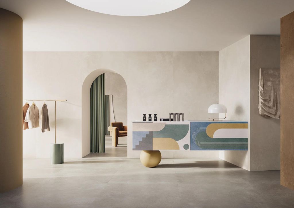 Realizace Šedá velkoformátová podlaha ze serie Cerdomus Concrete Art
