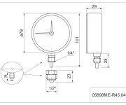 Termomanometr Se Spodním 1/2" Napojením 0-6 Bar 05898ME-R45.06