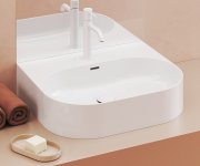 Umyvadlo Ceramic Slim Wall O, nástěnné - Umyvadlo Ceramic Slim Wall O 55 N, s otvorem pro baterii, s přepadem, bílá XJX01155008