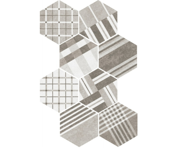 Vzorovaná dlažba Equipe Hexatile Cement Geo Grey 17,5x20 - šedá