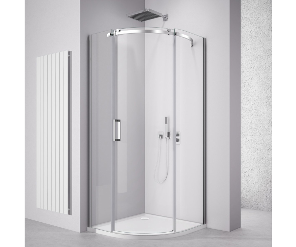 Polysan Thron Square čtvrtkruhová Sprchová Zástěna 900x900mm, čiré Sklo, Pravá