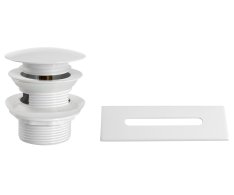 Aqualine Set Krytka Přepadu, Vanová Výpust 6/4", Click-clack, Bílá Lesk