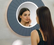 Sapho Lumiro Strip Kulaté Zrcadlo S Led Osvětlením V Rámu ø 90cm, Siena