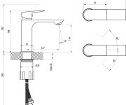 Umyvadlová stojánková baterie Plan PN 014.00 - PN 014.20GB Umyvadlová stojánková baterie 165 mm bez výpusti, grafit kartáčovaný X070652