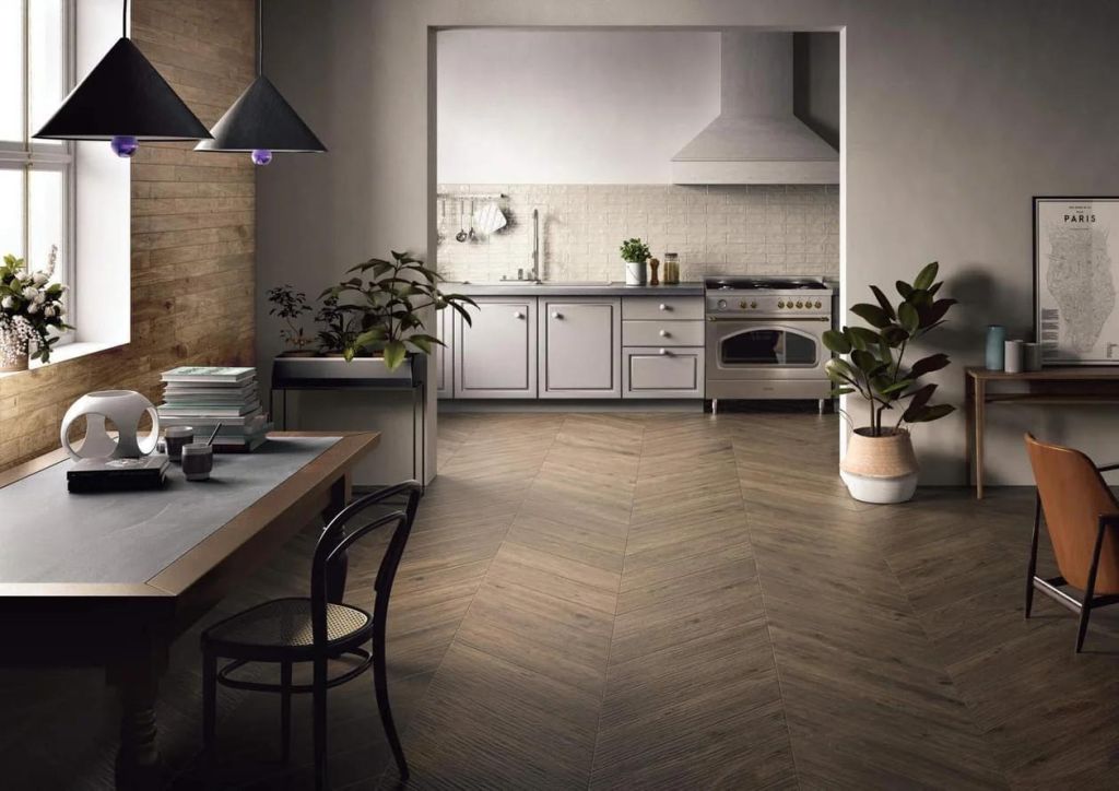 Realizace Caesar Arthis Vapor Chevron 20x120 -imitace dřeva v tradičním tvaru
