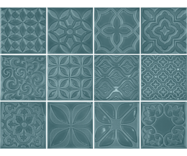 Vzorovaný dekor Aleluia Urban Atelier Decor Glam Atlantico 10x10 - tyrkysová