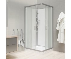 Mereo Sprchový Box, čtvercový, 80 Cm, Satin Alu, Sklo Point, Zadní Stěny Bílé, Lit