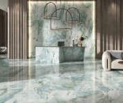 Dlažba jako mramor Bottega Glamour ONICE GREEN 60x120 Luc. Rett. - tyrkysová