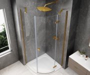 Polysan Globe Gold Matt čtvrtkruhový Sprchový Kout 800x800mm, čiré Sklo, Pravé