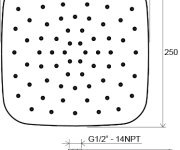 Hlavová sprcha ABS čtvercová - 983.20BL Hlavová sprcha, 250x250 mm, černá X07P570