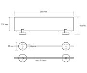 Sapho X-round E Skleněná Polička 300x130mm, Mléčné Sklo, Chrom